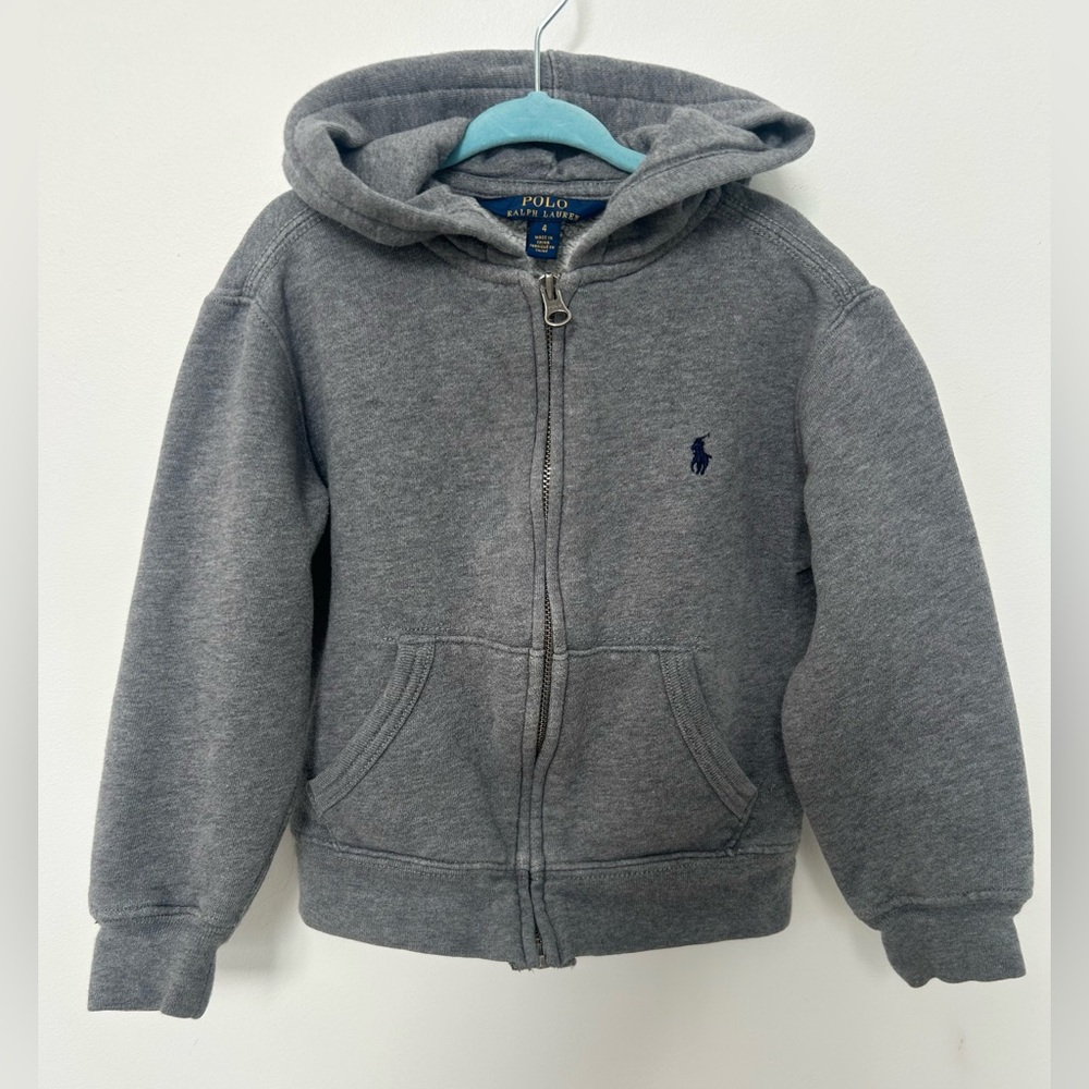 Polo Ralph Lauren Toddler Hoodie Size 4T Gray Full Zip Pony Logo